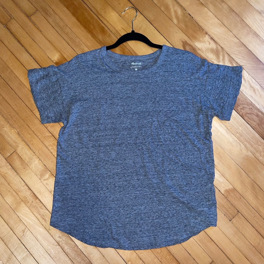 Madewell Short Sleeve Tee Curved Hem Organic Cotton Gray Heather Medium